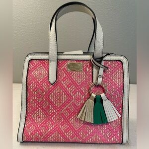 Kate Landry Pink and Cream Diamond Print Hand Bag